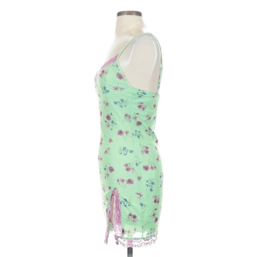 Motel Bodycon Y2K Revive Grunge Croquette Purple Lace Trim Floral Mini Dress S - Picture 5 of 14